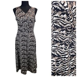 Jonathan Martin Zebra Print Sleeveless Midi Dress Size 10 Animal Print Safari